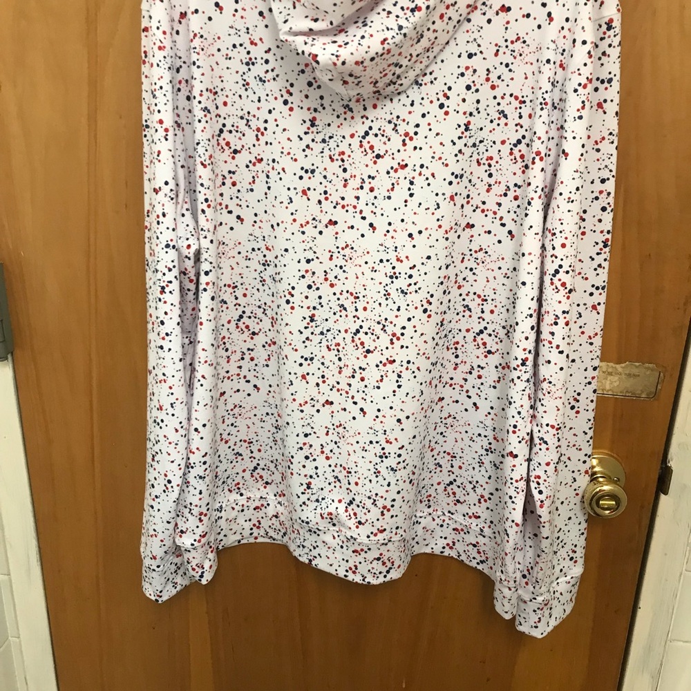 RHOBACK Men’s Hoodie XL - White with Red and Blue Splatter Print EUC - Picture 9 of 11